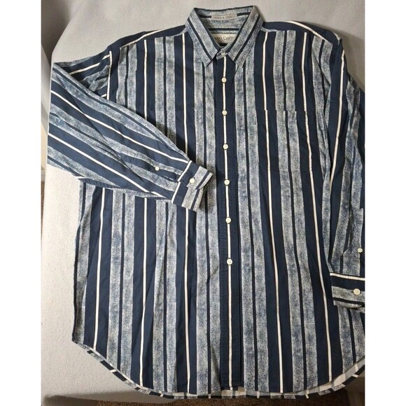 Quarry Canyon Chambray Shirt Mens XL Blue Stripes Button up Cowboy Western - Picture 2 of 8